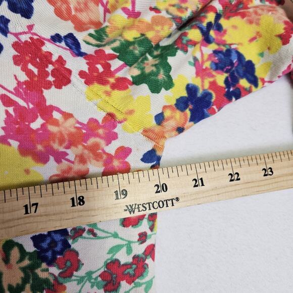 Talbots Womens L Cardigan Sweater Floral Colorful Lightweight Layer 3/4 Sleeve - Picture 13 of 15